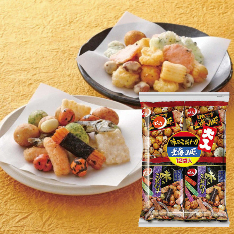 推荐日本进口零食天六混合北海之味海鲜味香脆豆小零食12包多口味