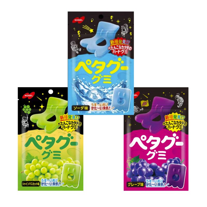 日本进口诺贝尔NOBEL弹力小怪物水果软糖紫葡萄水蜜桃汽水味50g