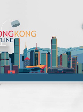 香港天际线墙贴办公室玻璃贴纸装饰个性创意车贴咖啡店门贴橱窗贴