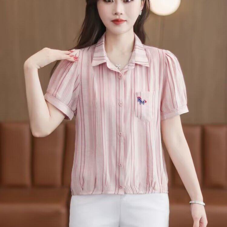 包邮包邮短袖衬衫女装2026新款夏装时尚洋气减龄上衣女士休闲小衫