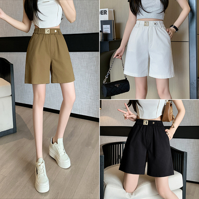 包邮包邮水洗棉牛仔短裤女2026夏季时尚松紧高腰休闲宽松五分阔腿