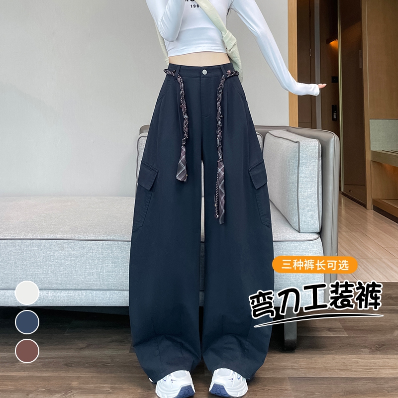 包邮2025秋季新款弯刀工装裤束脚阔腿两穿休闲裤潮酷运动裤女