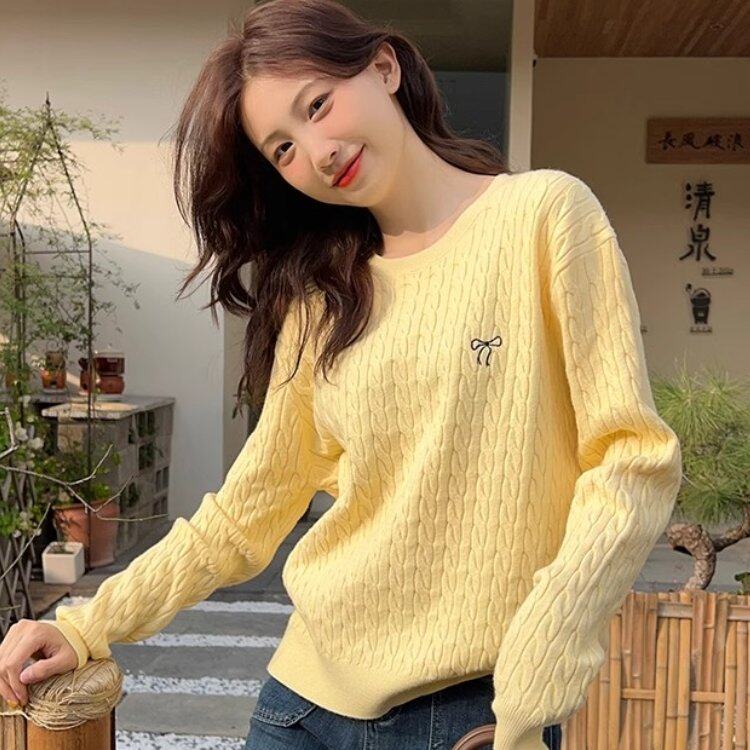 包邮包邮圆领针织打底衫女内搭秋冬2025新款毛衣高级感宽松小香风