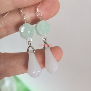 今日上新高贵气质招财新疆白玉兰花耳坠翡翠玉耳环原创新款纯银