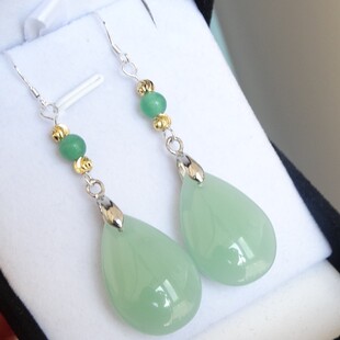 新款高贵气质纯银玉耳坠仙韵招财旺事业玉耳圈原创百搭玉耳饰耳线