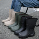 时尚 中筒雨鞋 男士 新款 防水防滑加绒保暖厚底雨靴一体无缝软底水鞋
