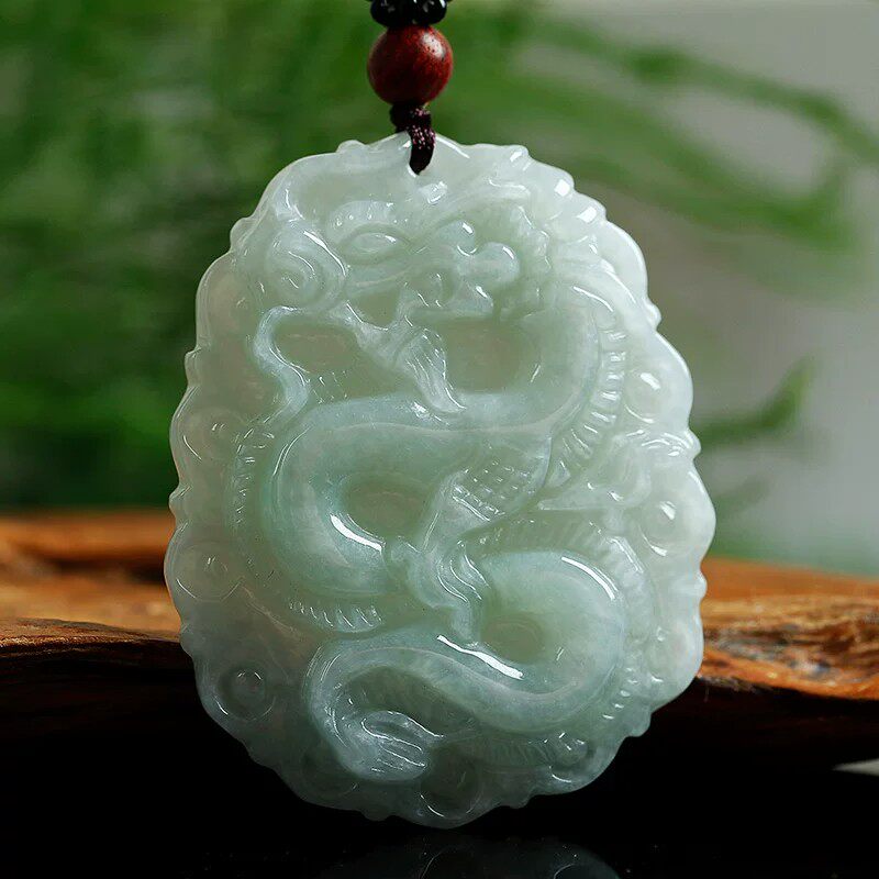 缅甸翡翠吊坠糯种天然A货玉石玉佩玉坠玉器男款大款龙牌挂件项链