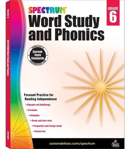 现货  英文原版  Spectrum Word Study and Phonics, Grade 6 单词和语音