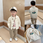 宝宝纯棉翻领开衫 儿童衬衣外套卡通印花长袖 春秋上衣 春装 2025新款