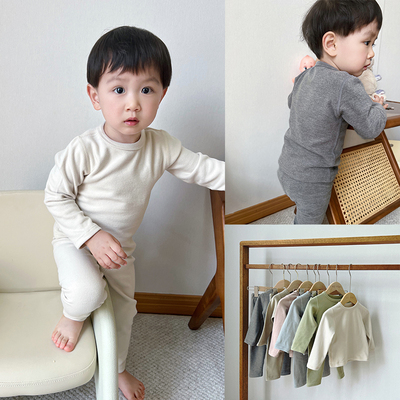婴儿秋衣秋裤套装纯棉秋冬款
