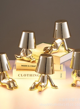 思考者小金人台灯充电LED小夜灯装饰摆件氛围床头灯 thinker lamp