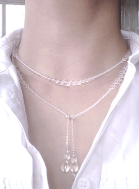 白水晶锁骨链女渐变项链透明