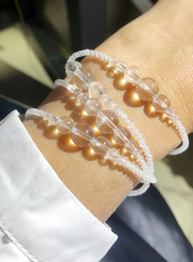 白水晶手链女款叠戴东海手串饰品