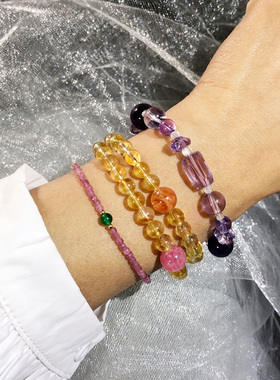 紫水晶手串串珠女小众设计轻奢