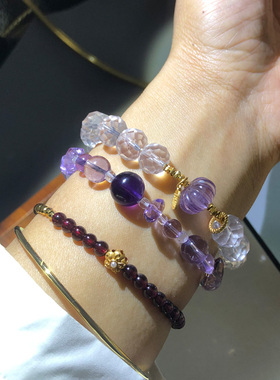 天然紫水晶手串轻奢小众精致叠戴