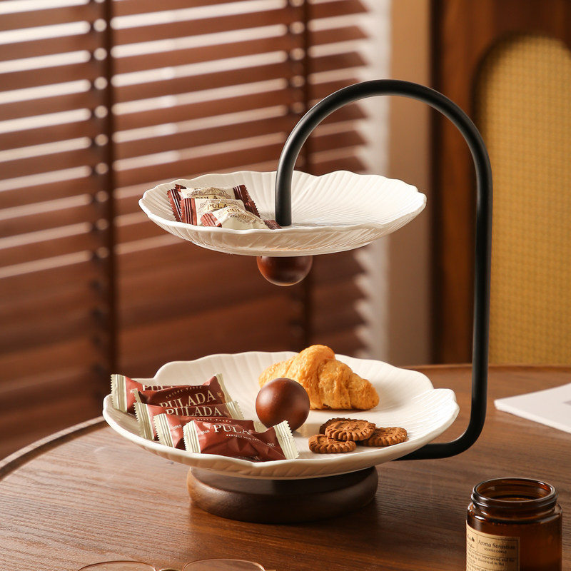 双层多层点心盘水果盘家用客厅陶瓷干果盘轻奢高级感零食盘糖果盘,家居饰品,果盘/果篓,淘宝优惠券,粉丝福利购,淘宝优惠卷