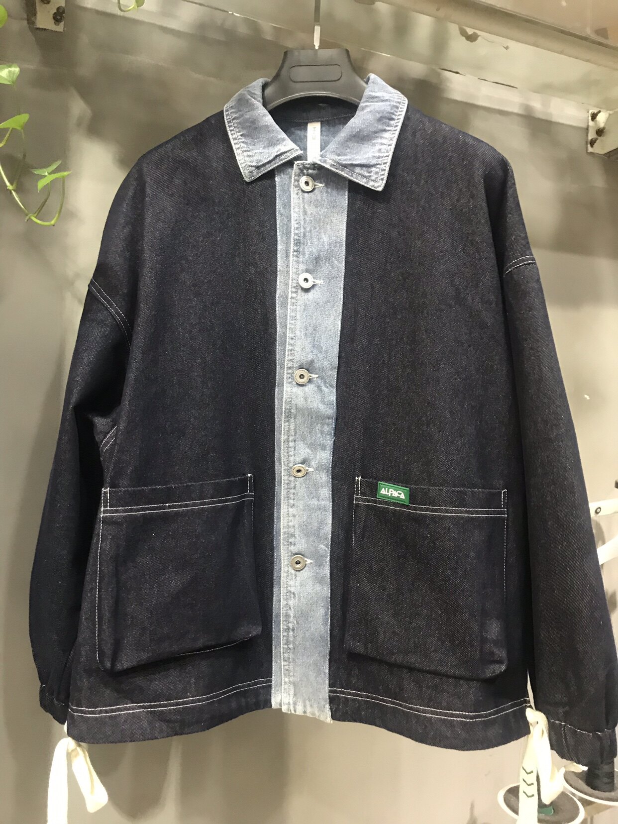 2023春季新品男款春秋牛仔拼接宽松大码假两件牛仔男外套