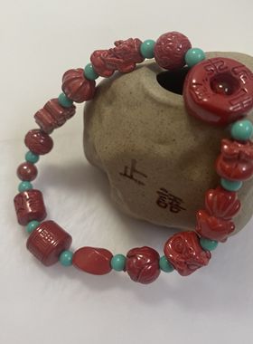 花道语阁原矿帝王砂多宝手串回纹绿松石手链本命年新中式国风如意