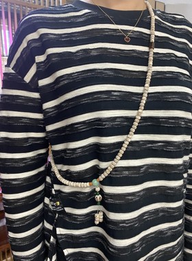 花道语阁天然星月菩提斜挎背链毛衣链加长菩提根黄玛瑙国风旗袍搭