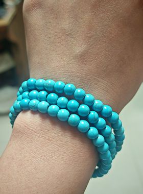 花道语阁优化绿松石108颗佛珠手串多圈手链男女款文玩念珠手饰