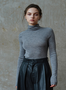 2LINKS 澳洲MERINO羊毛48支 高领无缝一体成型 细腻柔软 撞色内搭