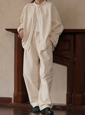 2LINKS｜纯棉分割茧型袖衬衫+压褶灯笼裤时尚休闲套装