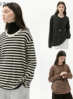 2LINKS｜经典条纹 三色美丽奴羊毛圆领针织T 宽松廓形 时髦简约