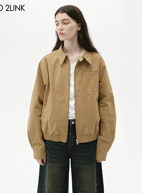 2LINKS｜极简短款纸感秋季翻领设计感夹克短外套