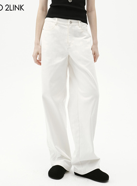 2LINKS｜极简干净 利落廓形 日常百搭 哑银工字扣 白色百搭牛仔裤