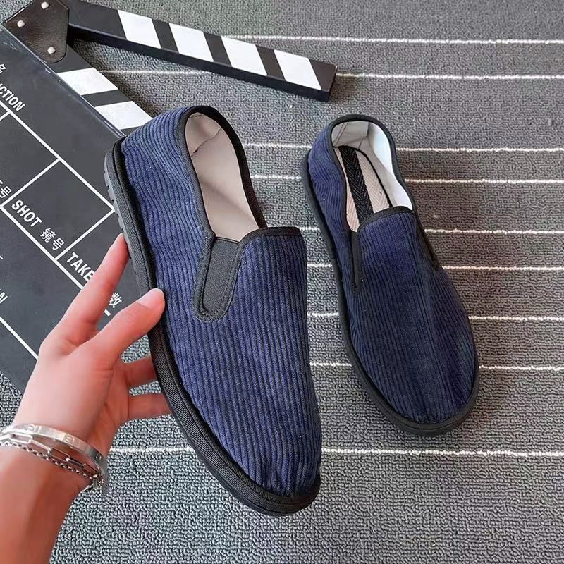 老北京布鞋男女西山手工布鞋藏青防滑透气工作鞋一脚蹬懒人帆布鞋