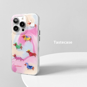 Tastecase粉色渐变可爱腊肠狗双层手机壳适用苹果iPhone16ProMax卡通15Pro高级感14艺术13小众防摔保护壳
