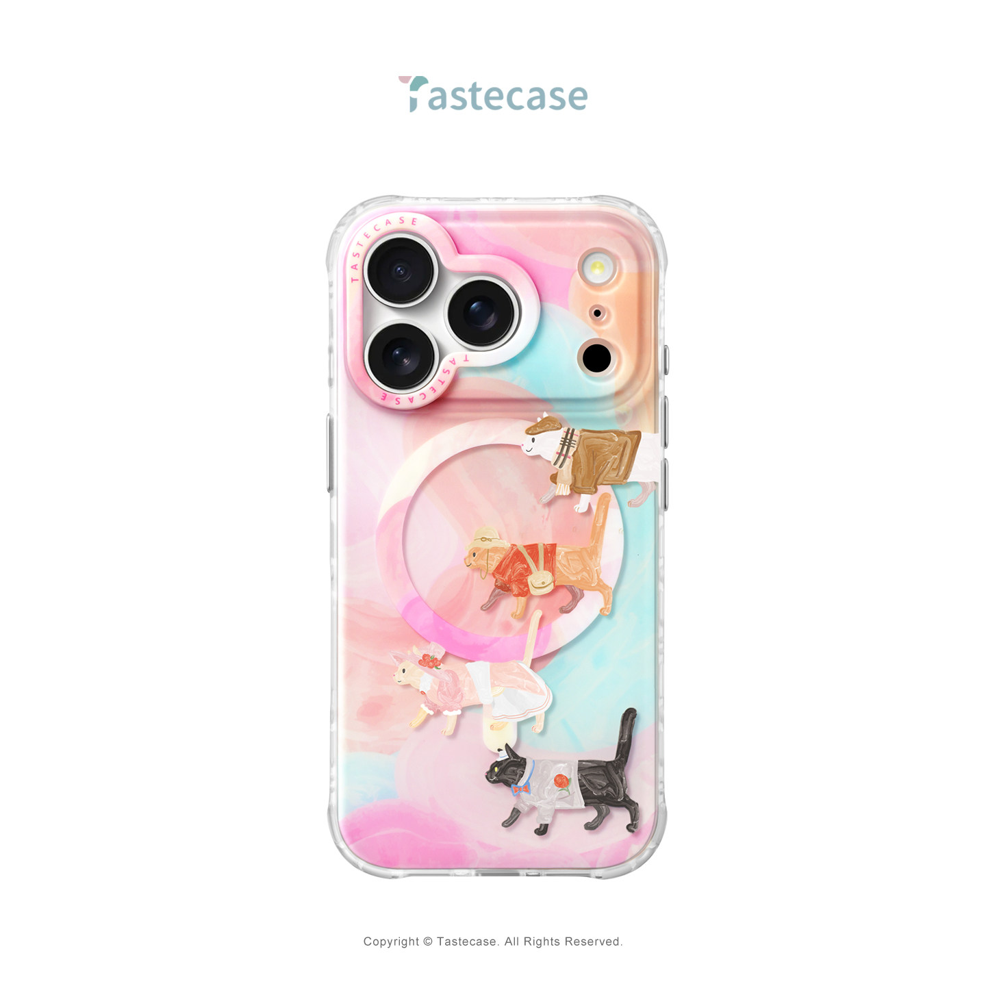 Tastecase穿衣服的猫磁吸手机壳适用苹果iPhone18ProMax粉色猫咪MagSafe磨砂新款原创萌宠17小众16防摔保护壳