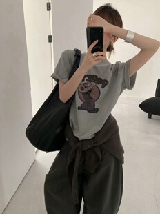 大版大力水手卡通印花宽松短袖女T恤上衣2026夏季慵懒风上衣