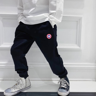 男女儿童裤子休闲男童卫裤男孩女童收口束脚裤黑色加绒加厚秋冬裤