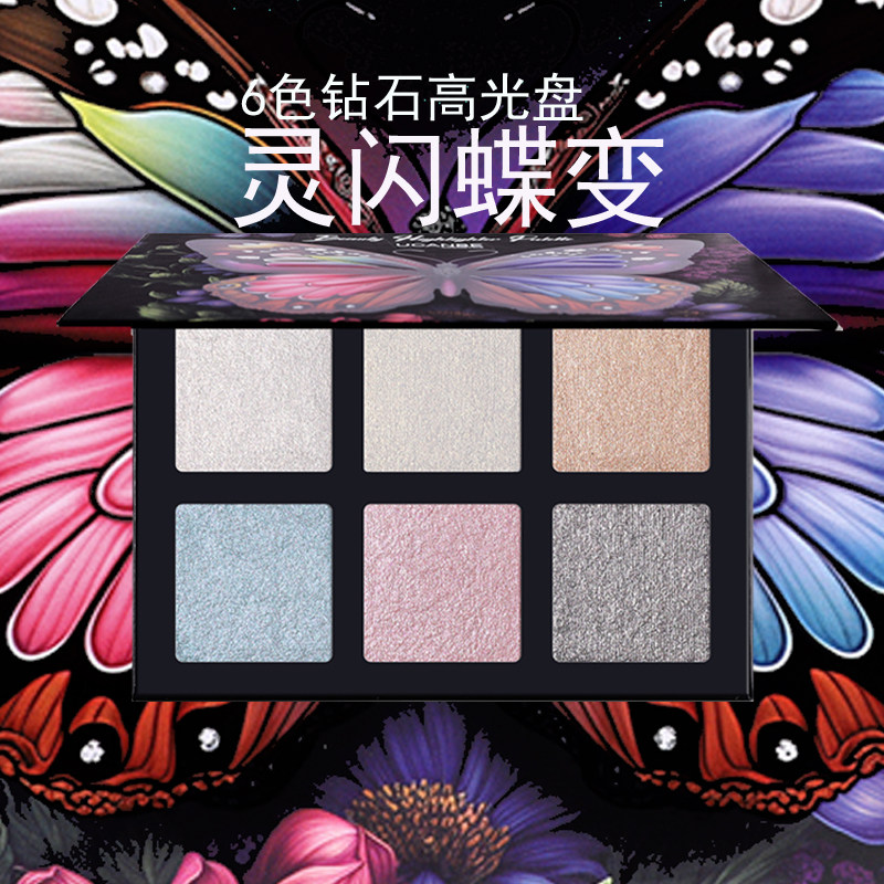 【官方正品】UCANBE6色高光盘多色腮红提亮渐变色细闪修容舞台妆
