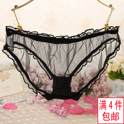 薄纱低腰情趣透视纯棉裆三角裤