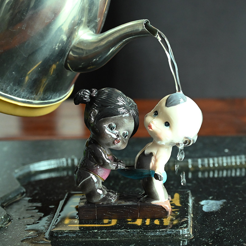 创意卡通变色摆件可爱情侣公仔茶宠小玩偶摆饰茶室装饰配件送礼物