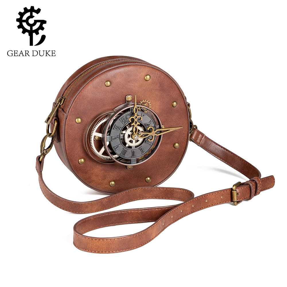 steampunk女式圆形机车斜挎包