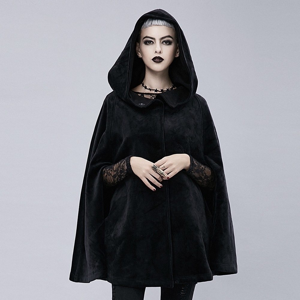2018秋冬新款 哥特宫廷丝绒连帽披风斗篷外套女万圣节服装cosplay