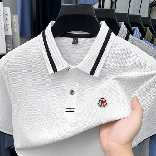 蒙口柒polo衫男士短袖T恤夏季高端2026新款纯棉无痕正品商务衬衣