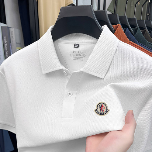 蒙口柒男士短袖POLO衫T恤夏季新款桑蚕丝正品商务休闲翻领免烫