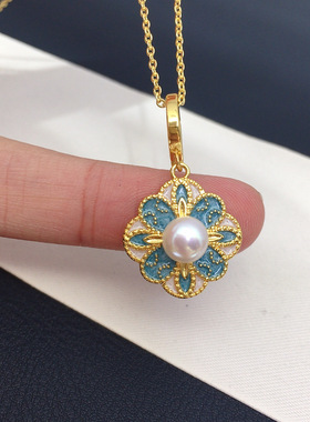 复古蕾丝珍珠吊坠毛衣项链女