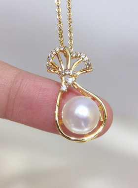 天然淡水珍珠吊坠钱袋子聚财项坠