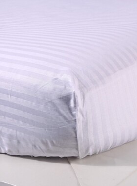 宾馆酒店旅社农家乐单件纯白色条纹床笠1.2床罩松紧带包床床垫套