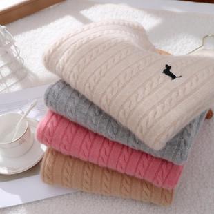 麻花双股加厚宝宝半高领羊毛衫 韩版 男女童保暖毛衣刺绣儿童羊绒衫