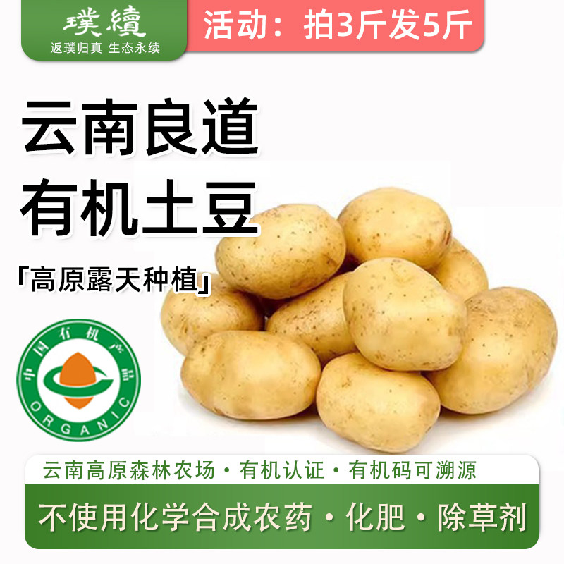 云南高原有机黄心土豆良道马铃薯洋芋黄皮马铃薯红非转应季