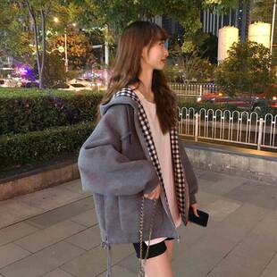 2026春季新款韩版宽松百搭薄款外套女潮原宿风春秋格子学生