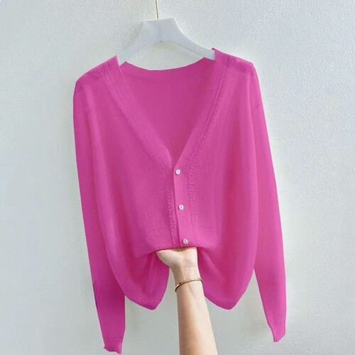 冰丝针织开衫女春夏宽松温柔风披肩薄款防晒衫外搭2026配吊带百搭