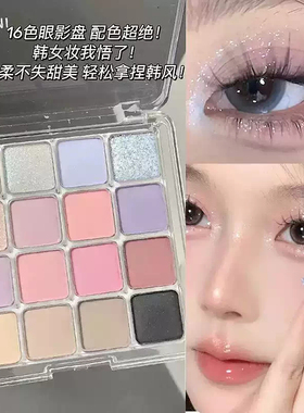 网红爆款眼影盘春夏季日常淡妆韩系伪素颜16色系低饱和腮红新款