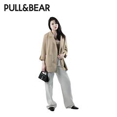 PULL&BEAR女装红色驼色大衣女士大衣长袖秋冬秋冬四季防风外套